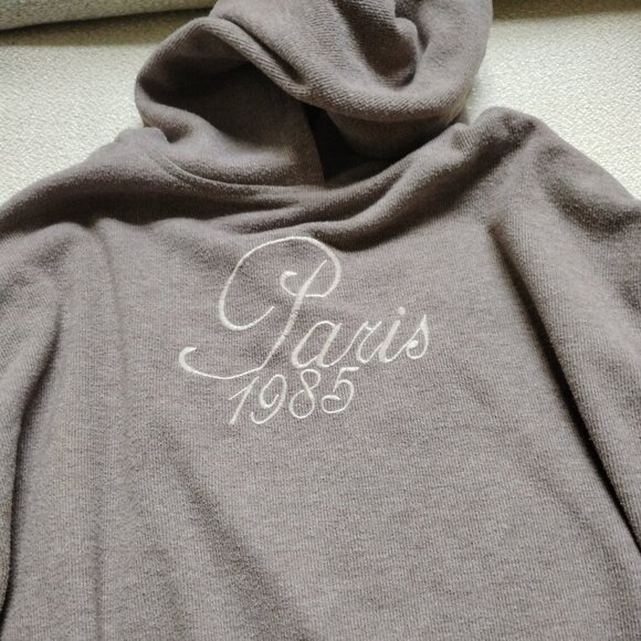 Zara Girls Cropped Grey "Paris 1985" Hoodie - Picture 5 of 9